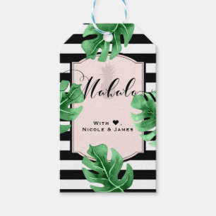 Etiqueta Para Presente Folhas Tropicais & Abacaxi Casamento MAHALO ALOHA
