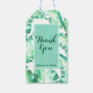 Etiqueta Para Presente Folhas tropicais brancas & verdes Beachy que