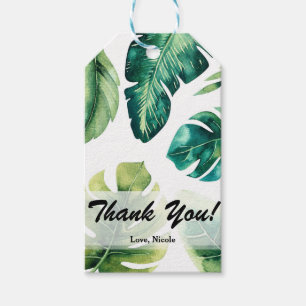 Etiqueta Para Presente Folhas Tropicais Verdes Favor de Casamento Branco