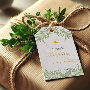 Etiqueta Para Presente Foliage Marble Faux Gold Foil Script