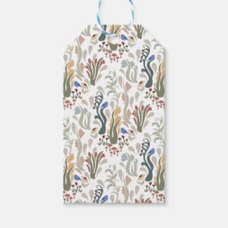 Etiqueta Para Presente Folk Art Meadow e Blue Bird na Terra Tones