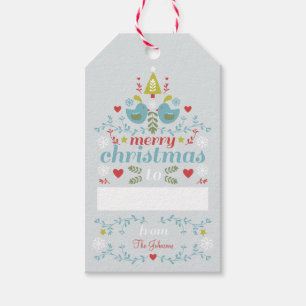 Etiqueta Para Presente Folk Christmas Cheer