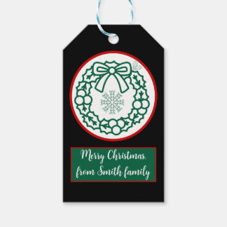 Etiqueta Para Presente fonte de script de floco de neve verde e vermelho 