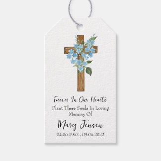 Etiqueta Para Presente Forget me not Cross Memorial Funeral Seed Packet 
