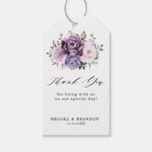 Etiqueta Para Presente Formas de Casamento Floral Moody Blooms Roxo Dusty