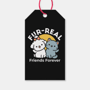 Etiqueta Para Presente Fortes Amigos Para Sempre Gato e Cão Cachorro Du