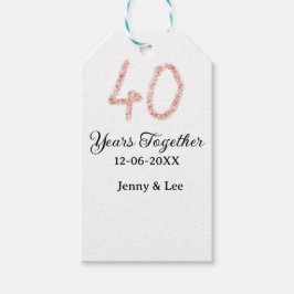 Etiqueta Para Presente Forty years together black pink glitter bold lette