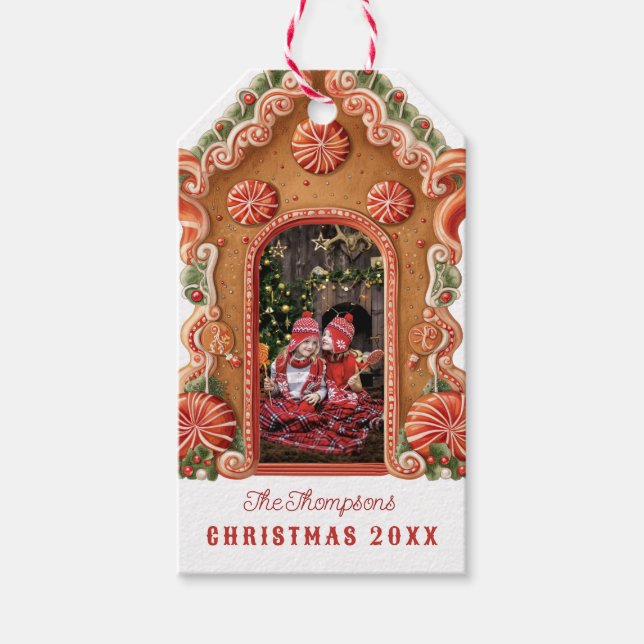 Etiqueta Para Presente Foto da Casa do Gingerpão doce (Frente)