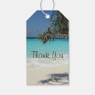 Etiqueta Para Presente Foto da cena de praia do oceano azul tropical Obri