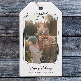 Etiqueta Para Presente Foto da família branca e preta de Arco simples min