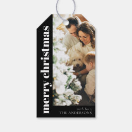 Etiqueta Para Presente Foto da família de Natal feliz e elegante