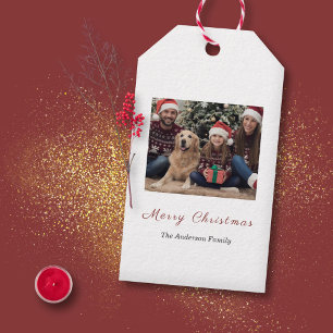 Etiqueta Para Presente Foto da família simples Feliz Natal