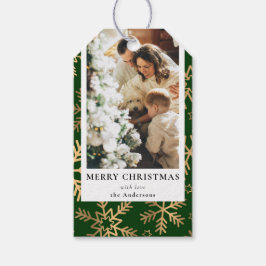 Etiqueta Para Presente Foto da na moda Moderna Dourada Família de Natal V