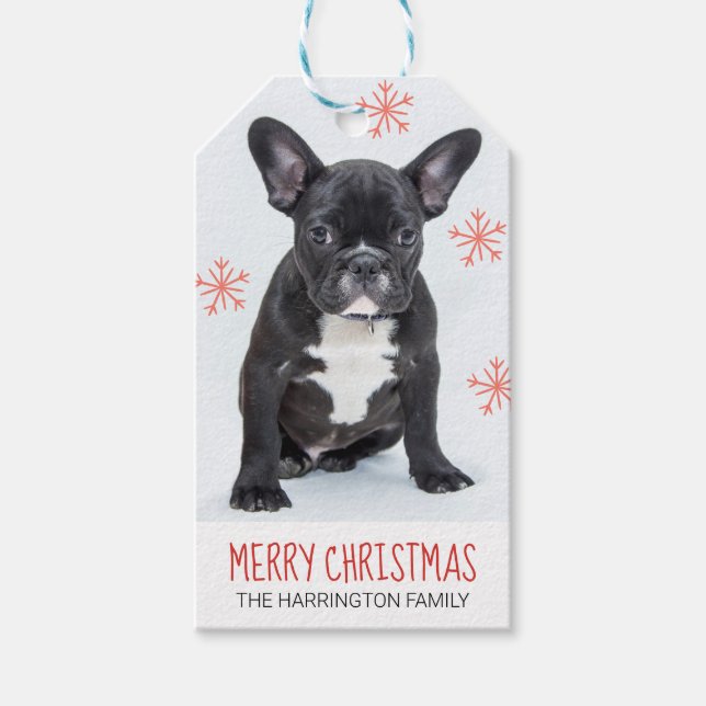 Etiqueta Para Presente Foto de cachorro personalizada (Frente)