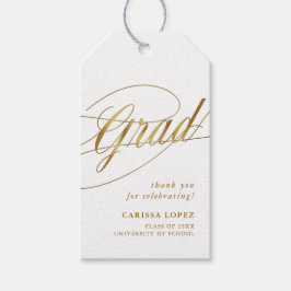 Etiqueta Para Presente Foto de Caligrafia de Formando Mínimo Branco e Dou