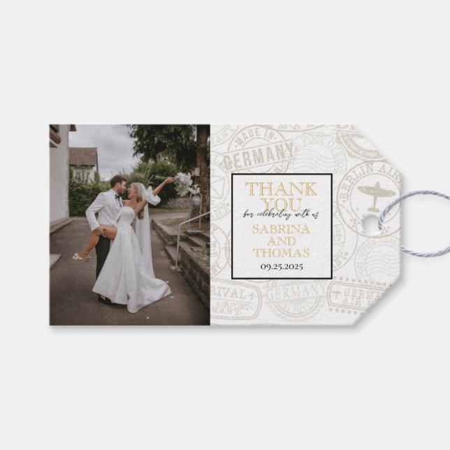 Etiqueta Para Presente Foto de casamento Black Germany (Frente (horizontal))