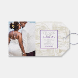 Etiqueta Para Presente Foto de Casamento de Bahamas Roxas