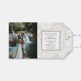 Etiqueta Para Presente Foto De Casamento Do Havaí marinho Azul