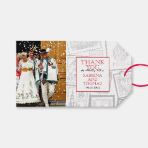 Etiqueta Para Presente Foto de casamento Red Polônia