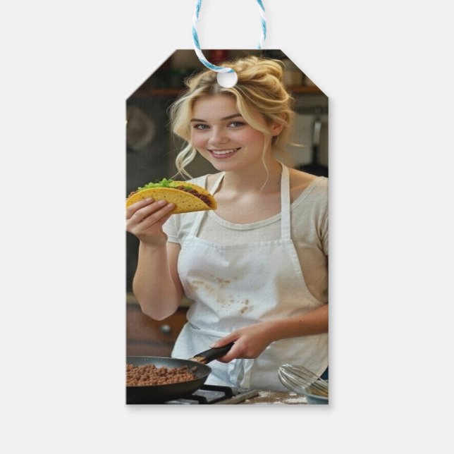 Etiqueta Para Presente Foto de Comer Tacos Personalizar (Frente)