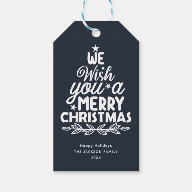 Etiqueta Para Presente Foto de crianças da família Feliz Natal (Frente)