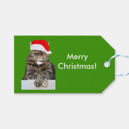 Etiqueta Para Presente Foto de gato natalino na etiqueta do presente de S