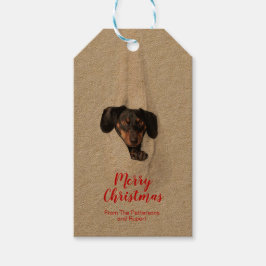 Etiqueta Para Presente Foto de Natal de Cachorro Pupado da Família Pet Di