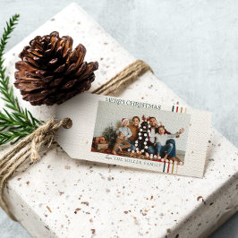 Etiqueta Para Presente Foto de Natal Minimalista | Retrato de Família Mod