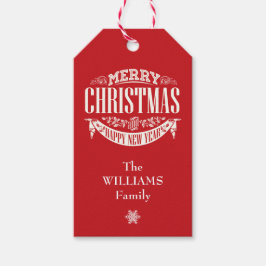 Etiqueta Para Presente Foto de Natal Tradicional de Vermelho Clássico