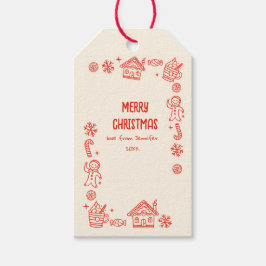 Etiqueta Para Presente Foto: Desenho de Mão Vermelha Natal Impressionante