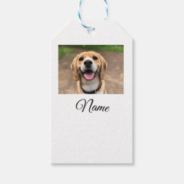 Etiqueta Para Presente Foto do gato-do-cão adicionar nome de animal cu pe