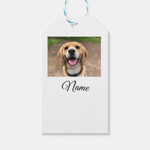 Etiqueta Para Presente Foto do gato-do-cão adicionar nome de animal cu pe