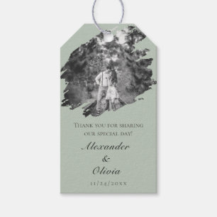 Etiqueta Para Presente Foto do Modern Brushaft Casamento Sage Green Favor