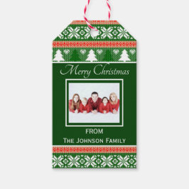 Etiqueta Para Presente Foto do suéter de Natal Vermelhos e Verdes