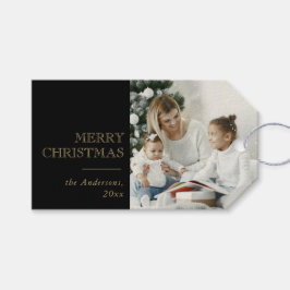 Etiqueta Para Presente Foto Moderna de Natal da Família com Estilo Minima