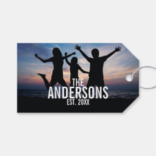 Etiqueta Para Presente Foto personalizada da família com nome da família