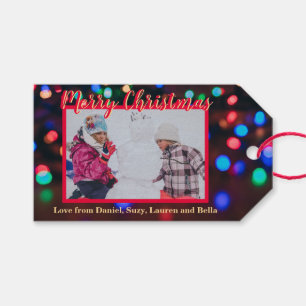 Etiqueta Para Presente Foto personalizada das luzes de Natal