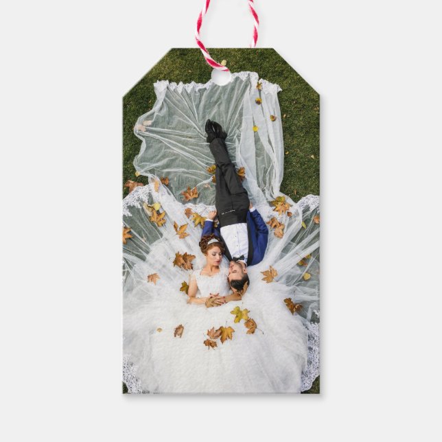Etiqueta Para Presente Foto personalizada de casamento (Frente)