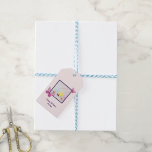 Etiqueta Para Presente Foto personalizada moderna cor-de-rosa pincelada F