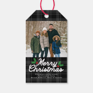 Etiqueta Para Presente Foto Preto Xadrez Feliz Natal