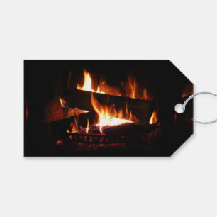 Etiqueta Para Presente Fotografia da cena de inverno quente em lareira