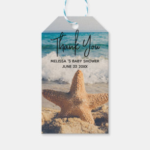 Etiqueta Para Presente Fotografia de Estrela-do-Mar numa Praia de Areia n