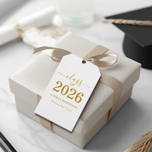 Etiqueta Para Presente Fotos da Turma de 2026 Graduação com Letra Dourada