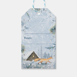 Etiqueta Para Presente Fox Cabine Winter Wonderland Snow Christmas