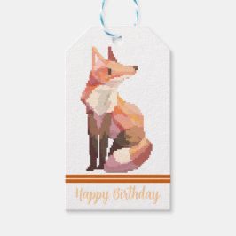 Etiqueta Para Presente Fox Pixelart, Pixel Art, happy birthday