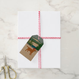 Etiqueta Para Presente Fox Red Labrador Natal Evergreen Santa Hat