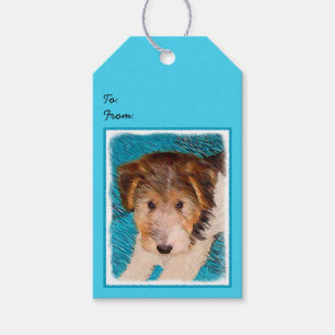 Etiqueta Para Presente Fox Terrier Puppy Painting - Arte Original De Cão
