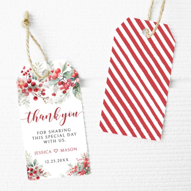 Etiqueta Para Presente Framboas de inverno obrigado de Natal (Criador carregado)