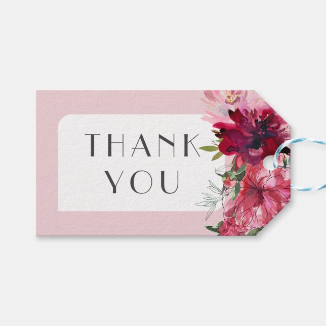 Etiqueta Para Presente Frame Moderno Romântico de Rosa Peony (Frente (horizontal))