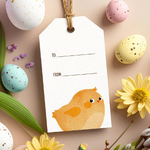 Etiqueta Para Presente Frango de Páscoa em laranja para uma linda celebra